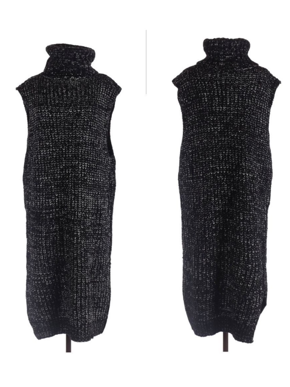 NWT POL December Nights Marled Sleeveless Turtleneck Midi Sweater Dress L